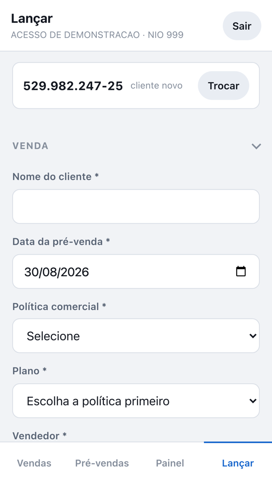 Lançamento de pré-venda no app Easy